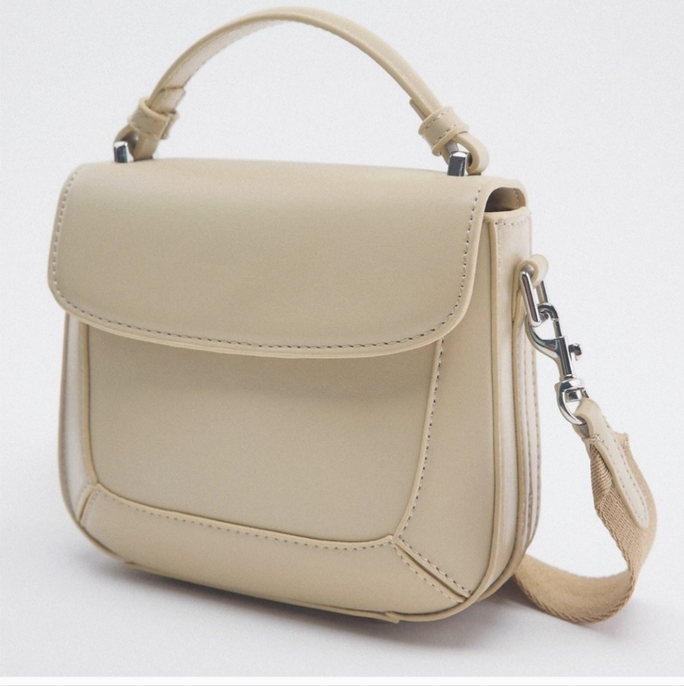 Zara Cream Mini Bag with Structured Design